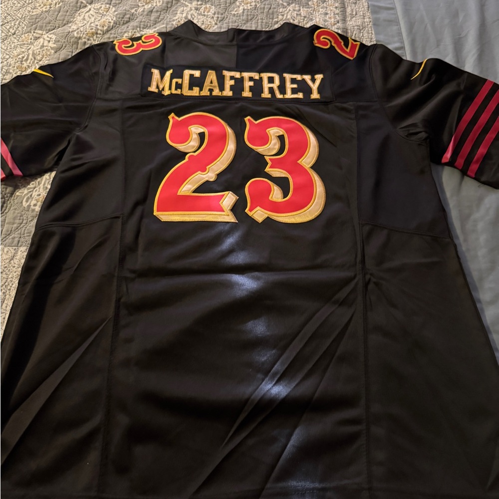 Christian McCaffrey Black SanFrancisco 49ers Stitched Jersey Size Large